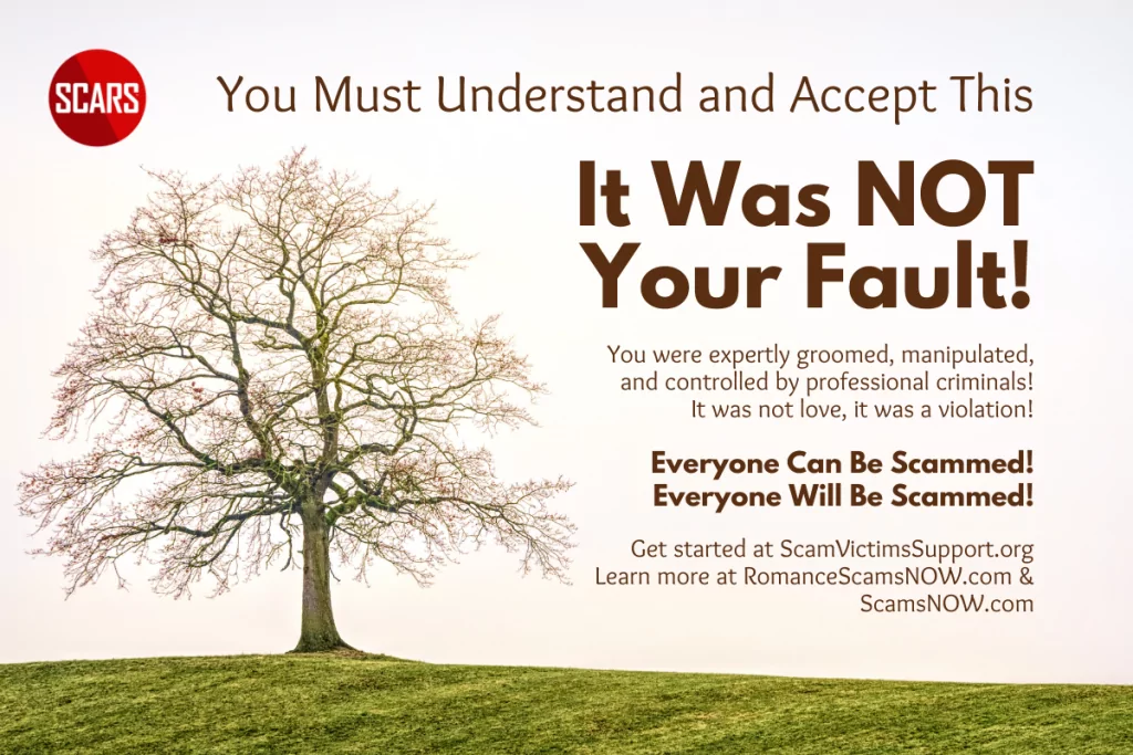 Remember, It Was Not Your Fault - SCARS ScamVictimsSupprt.org